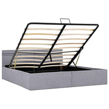 Tidyard pedkit Letto Idraulico Contenitore LED Grigio Chiaro Tessuto 160x200cm,Camera da Letto, Camera degli Ospiti o dormitorio