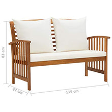 Panchina da giardino con cuscino, 119 cm, in legno di acacia