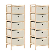 Festnight Armadietti con 5 Cesti, Comò e Cassettiere in Tessuto e Legno di Cedro Beige 2 pz