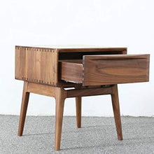 LICHUAN Tavolino comodino per camera da letto, comodino in noce nero con cassetto, tavolino da comodino, facile da montare