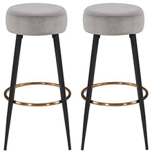 2x Sgabelli da bar tessuto (velluto) rotondo piedini in metallo altezza 80 cm selezione colore Duhome 5168A, colore:grigio, materiale:velluto