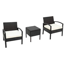 SUFUBAI - Set da 3 pezzi, in rattan intrecciato con mobili da giardino con 2 sedie e 1 tavolino da caffè con contenitore per giardino, veranda