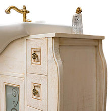 Shop Chic Mobile bagno avorio decapè 123 cm completo con colonna abbinata