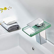 Auralum® Miscelatore LED RGB Monocomando per Lavabo Rubinetto Bagno a Cascata Miscelatori Vetro (Modèle 2)