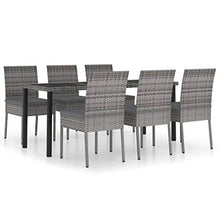 SKM Set da Pranzo da Giardino 7 pz in Polyrattan Grigio (54.95kg)
