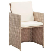 SKM Set da Pranzo da Giardino 17 pz con Cuscini in Polyrattan Beige