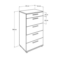 we point Cassettiera 5 Cassetti Maniglie Laterale Rovere 55x43xh.107 Cm