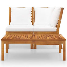 vidaXL Set Divani da Giardino 3 pz con Cuscini Crema in Legno Acacia