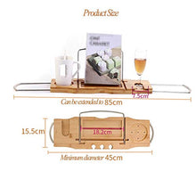 Bagno di bambù Naturale Caddy Bridge, Porta Libro Allungabile di Lusso Porta Bicchiere da Vino iPad Side Sides Vasca da Bagno Stand per Una Home Spa Experience Tray