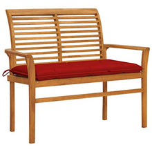 vidaXL Panca da Giardino con Cuscino Rosso 112 cm in Legno di Teak