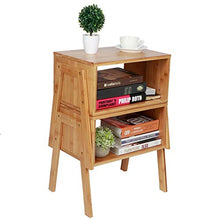 Comodino 2pcs Tavolo da Comodino in bambù Impilabile Stand Notturno Armadio per La Decorazione della Camera da Letto