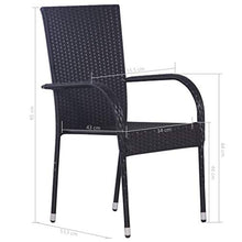 vidaXL 2X Sedie da Pranzo Impilabili Esterno in Polyrattan Nere Sedia Giardino