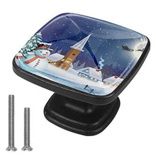 Santa Claus flying in a sleigh Pomelli per Porta Set di 4 Pomelli per Mobili Manopole per Cassetti Cucina Armadio Vetro
