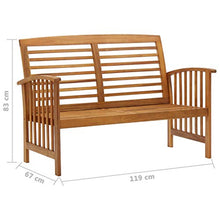 Panchina da giardino in legno massiccio di acacia, 119 cm