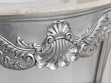 Simone Guarracino Luxury Design Consolle e Specchio Eleonor Stile Barocco Moderno arredo Bagno Foglia Argento Marmo Crema