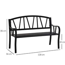 Panchina 2 Posti da Giardino 128x56x86 cm in Metallo Nero