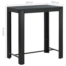 FAMIROSA Tavolo da Bar da Giardino Nero 100x60,5x110,5 cm Polyrattan