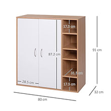 homcom Scarpiera Slim da Parete, Mobile Multiuso con 2 Ante e Ripiani Regolabili per Camera da Letto e Ingresso, in Legno, 80x32x91cm