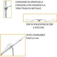 ZIK Ombrellone da Giardino per Esterno Palo Centrale in Metallo, Top in Poliestere, Reclinabile - Ø 230 cm Bianco