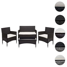 Mendler Salottino da Esterno Giardino HWC-F55 polyrattan Marrone con Cuscini Avorio