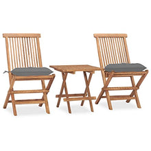 vidaXL Set da Pranzo Giardino Pieghevole 3 pz Cuscino Massello di Teak