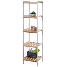 Mendler Scaffale arredo bagno HWC-B55 legno di pino e bambù 5x ripiani