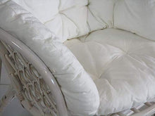 fantasie d oriente Salotto Vimini Bahama Rattan Naturale DECAPATO in Bianco 2 POLTRONE 1 Divano 1 Tavolo CASA E Giardino Completo di Cuscini con Laccetti