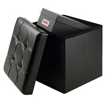 winsome Ashford ottomano con contenitore in ecopelle – nero