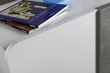 Composad Comodino con cassetto Lucido e Color, Metallo, Cemento/Laccato Bianco, 1