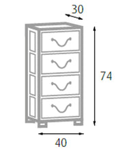 King Home C656424 Cassettiera 4 Cassetti Legno e Rafia Sintetica