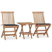 vidaXL Set da Pranzo Giardino Pieghevole 3 pz Cuscino Massello di Teak