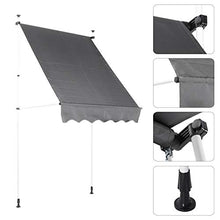 Tenda da Sole Retrattile, Tenda da Sole a Scomparsa Manuale da 3x1,2 m, Altezza Regolabile, per Uso Cortile Cortile (Grigie)
