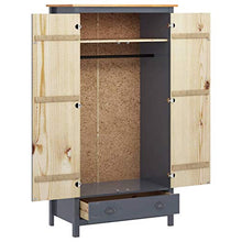 FAMIROSA Armadio a 2 Ante Hill Range Grigio 89x50x170cm Massello di Pino