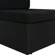 OUSEE Divano Modulare a 2 Posti in Polyrattan Nero