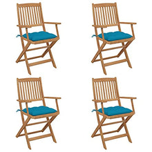 vidaXL Sedie da Giardino Pieghevoli 4pz con Cuscini Massello d'Acacia
