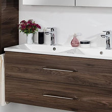 Fackelmann B.Clever - Set di mobili da bagno, 2 pezzi, 120 cm, con lavabo in marmo e armadietto a specchio a LED, colore: Marrone