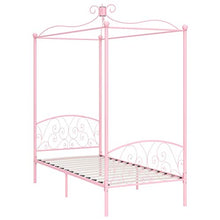 SKM Letto a Baldacchino Rosa in Metallo 90x200 cm