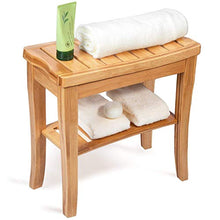 zvcv Utili Accessori per Il Bagno Panca per Doccia, 100% Deluxe Coperta da Esterno Patio Giardino Giardino Sgabello in bambù Panca con ripiano portaoggetti Vasca da Bagno Sedia da Doccia