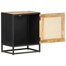 vidaXL Comodino 40x30x50 cm Legno di Mango Grezzo e Canna Naturale