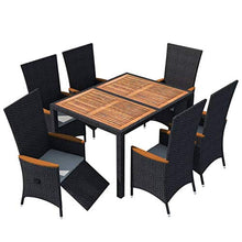 SKM Set da Pranzo da Giardino 7 pz in Polyrattan e Acacia Nero (70.5kg)