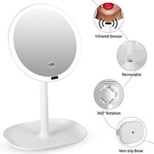 Specchio per Il Trucco del sensore, Mirror Specchio Ingranditore per Trucco,Ingrandimento 10x, Specchio con Luci a Illuminazione Led, Interruttore Tocca, Specchio Illuminato Portatile per Viaggio