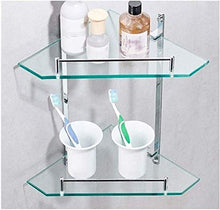 GDFEH Scaffale di Vetro Bagno Doccia Scaffale Triangolo Bagno Bagno Scaffali da Bagno 2 Scaffali di stoccaggio a Parete a Muro per Bagno