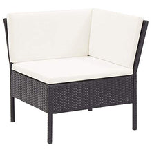 UnfadeMemory Set Divani da Giardino 6 pz con Cuscini in Polyrattan Nero