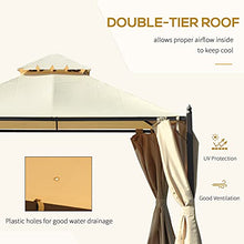 Outsunny Gazebo da Giardino Impermeabile 3 x 3m con 4 Pannelli Laterali Beige