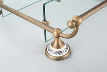 GYCS Mensole da Bagno antiche a Due Piani, Design in Porcellana Blu e Bianca, Ottone, processo Spazzolato, 43,5 * 40 cm