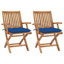 vidaXL Sedie da Giardino 2 pz con Cuscini Blu in Massello di Teak