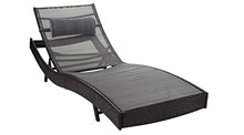 Mendler Lettino Regolabile da Esterno Savannah Acciaio polyrattan 220x70x88cm Marrone con Cuscino Grigio