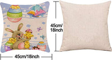 Fodere per cuscini pasquali Set di 4, 45 x 45 cm, Federe per cuscini con decorazioni pasquali di benvenuto Fodere per cuscini in lino di cotone per divano di casa Decorazioni per auto da ufficio