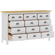 Doneioe Credenza Hill Range Armadio per mobili Cassettiera Armadio Multiuso Mobile Laterale 130x37x80 cm Bianco e Marrone Miele in Legno di Pino massello