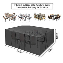 HUTHIM Coperture per Mobili da Giardino,Copertura Tavolo Giardino Esterno 242 X 162 X 100cm Rectangular Copritavolo Impermeabile Resistente UV Tessuto Oxford 420D, per Copri Tavolo e Sedie Da Esterno